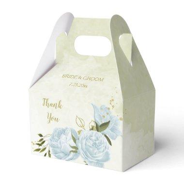 romantic blue flowers greenery wedding favor boxes
