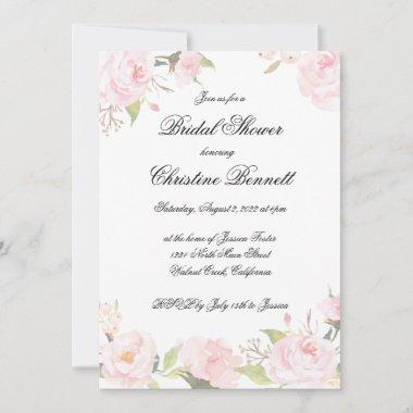 Romantic Blush Floral Birdal Shower Invitations