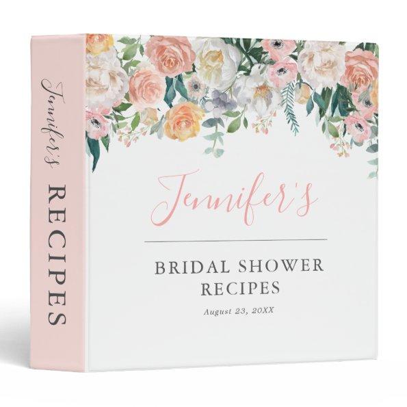 Romantic Blush Floral Bridal Shower Recipe Binder