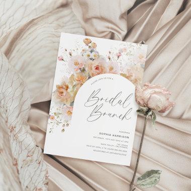 Romantic Blush Peach Floral Arch Bridal Brunch Invitations