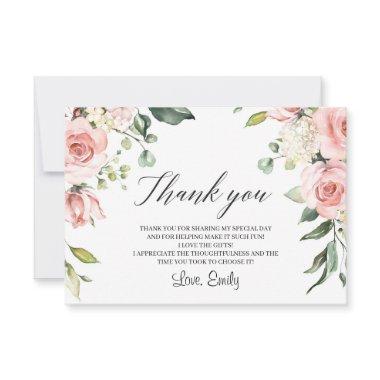 Romantic blush pink floral greenery  thank you