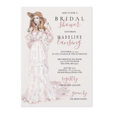 Romantic Bohemian Bride Bridal Shower Invitations