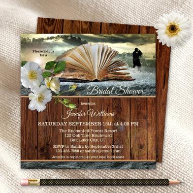 Romantic Book Lover Floral Bridal Shower Invitations