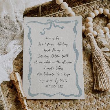 Romantic Bow Handwritten Bridal Shower Invitations