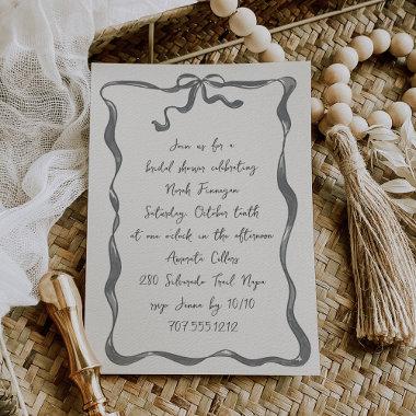 Romantic Bow Handwritten Bridal Shower Invitations