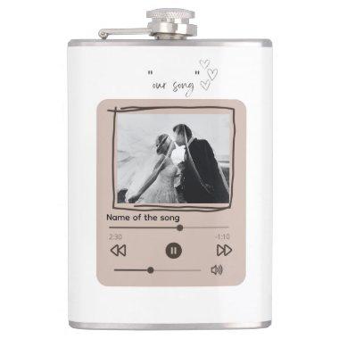 Romantic Bride & Groom Memorable Song Add Photo F Flask