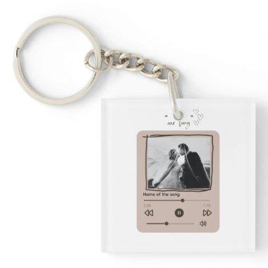 Romantic Bride & Groom Memorable Song Add Photo Ke Keychain