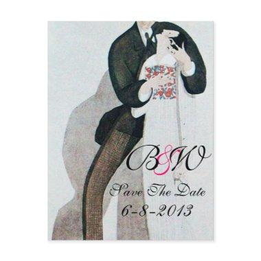 ROMANTIC BRIDE & GROOM SAVE THE DATE MONOGRAM ANNOUNCEMENT POST