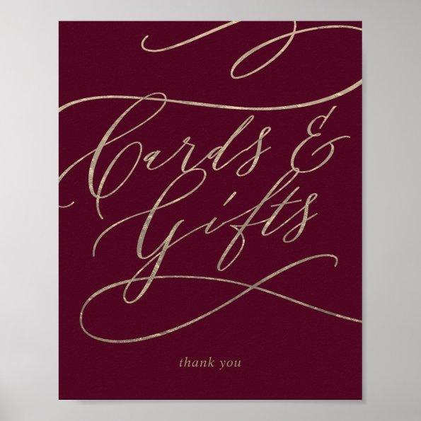 Romantic Burgundy Calligraphy Invitations and Gifts Sign