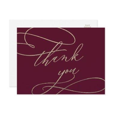 Romantic Burgundy Calligraphy Thank You PostInvitations