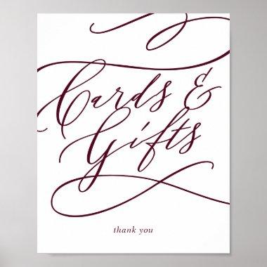 Romantic Burgundy Text Calligraphy Invitations and Gifts Poster