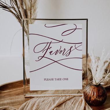 Romantic Burgundy Text Calligraphy Wedding Favors Poster