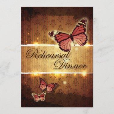 romantic butterfly fall wedding rehearsal dinner Invitations
