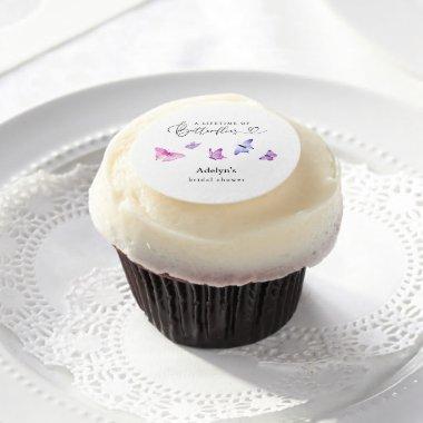 Romantic Butterfly Pink and Purple Bridal Shower Edible Frosting Rounds