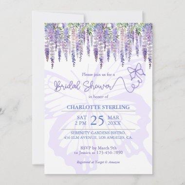 Romantic Butterfly & Wisteria Garden Bridal Shower Invitations