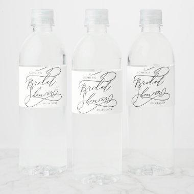 Romantic Calligraphy Bridal Shower Water Bottle Label