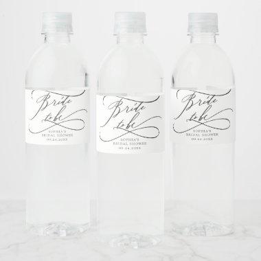 Romantic Calligraphy Bride to Be Bridal Shower Water Bottle Label