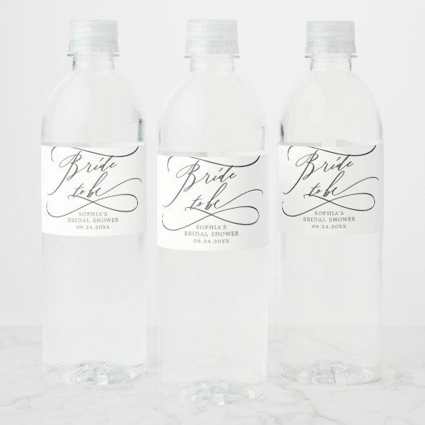 Romantic Calligraphy Bride to Be Bridal Shower Water Bottle Label