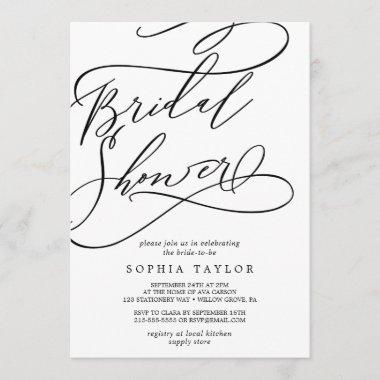 Romantic Calligraphy | Flourish Bridal Shower Invitations