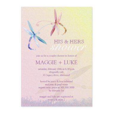 Romantic Dragonfly His & Hers Couples Shower Invitations