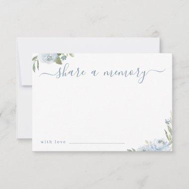 Romantic dusty blue floral share a memory Invitations