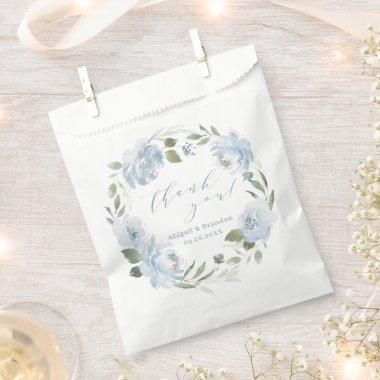 Romantic dusty blue floral thank you wedding favor bag