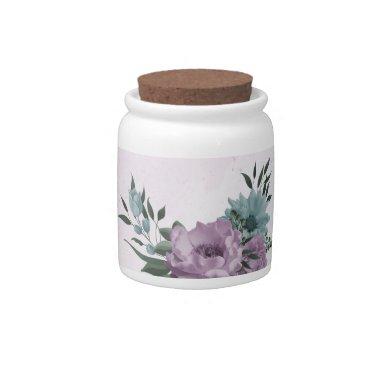 romantic dusty purple & blue floral candy jar