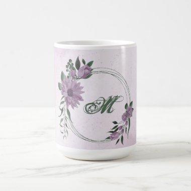 romantic dusty purple flowers greenery coffee mug