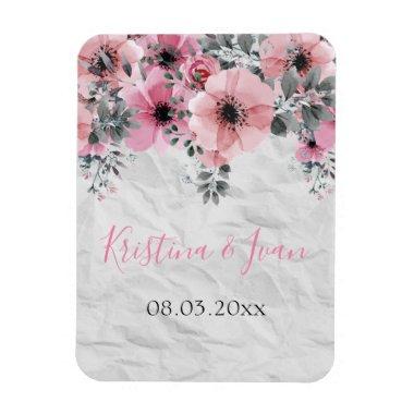 Romantic Elegant Antique Floral Wedding Magnet