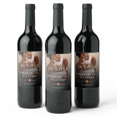 Romantic Elegant Fall In Love Photo  Wine Label