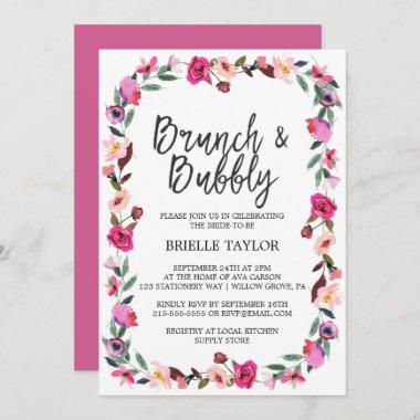 Romantic Fairytale Blossom Wreath Brunch & Bubbly Invitations