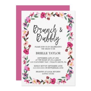 Romantic Fairytale Blossom Wreath Brunch & Bubbly Invitations