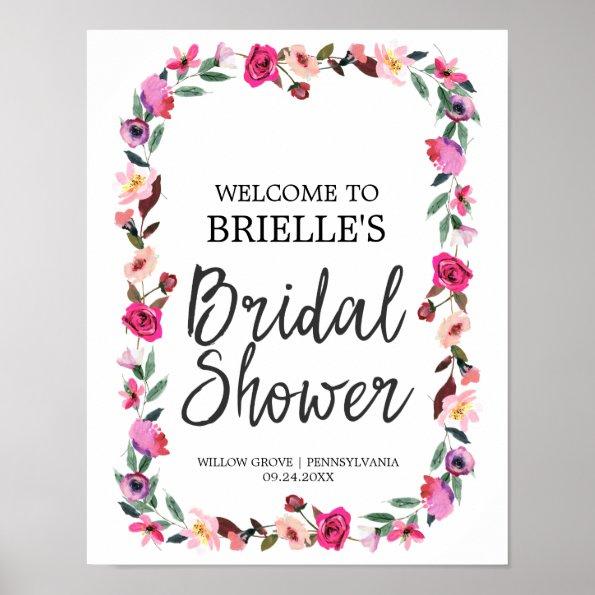 Romantic Fairytale Wreath Bridal Shower Welcome Poster