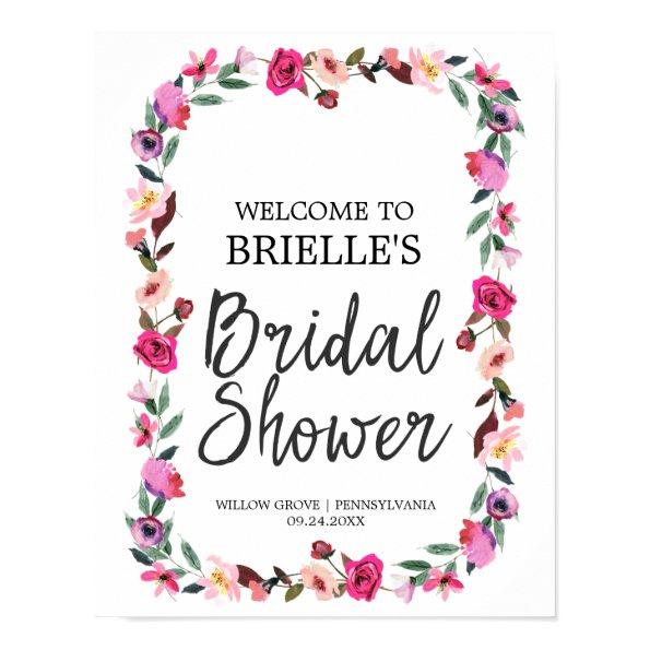 Romantic Fairytale Wreath Bridal Shower Welcome Poster