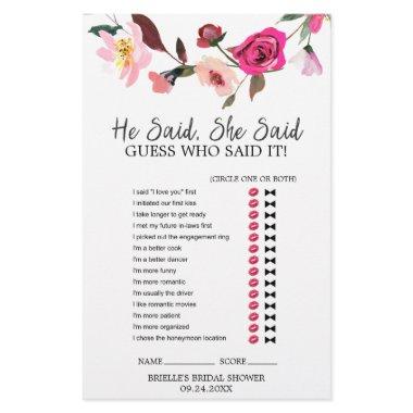 Romantic Fairytale Wreath "He Said She Said" Game