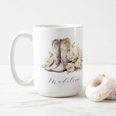 Romantic Floral Cowgirl Boots Peonies Coffee Mug