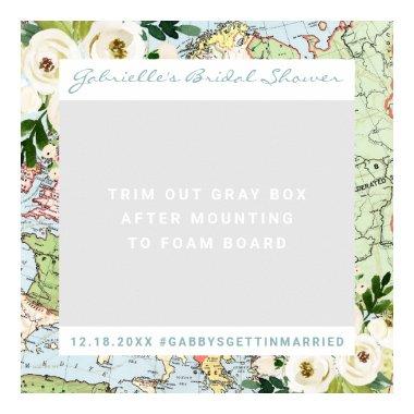 Romantic Floral Map Travel Theme Photo Booth Prop Poster