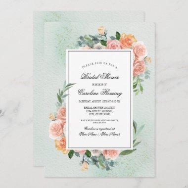 Romantic Floral Watercolor Bridal Shower Invitations