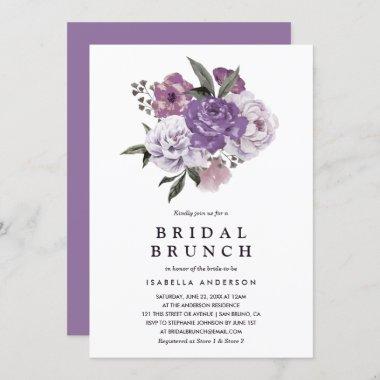 Romantic Floral Watercolor Spring Bridal Brunch Invitations