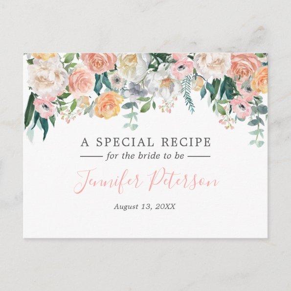 Romantic Garden Floral Bridal Shower Recipe Invitations