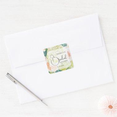 Romantic Garden Flowers Bridal Shower Square Sticker