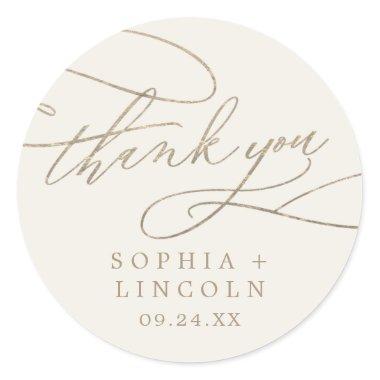 Romantic Gold and Ivory Thank You Favor Sticker