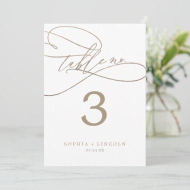 Romantic Gold Calligraphy " Table Number