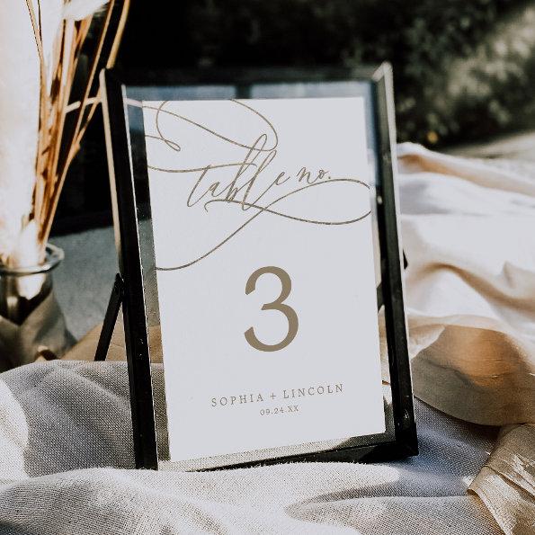Romantic Gold Calligraphy | Flourish Table Number