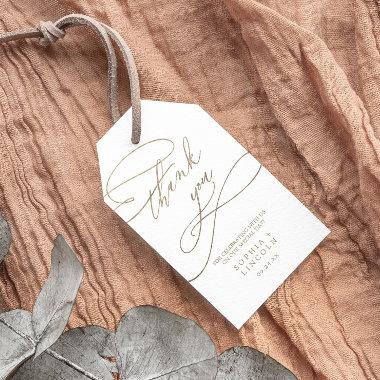 Romantic Gold Calligraphy Flourish Thank You Favor Gift Tags