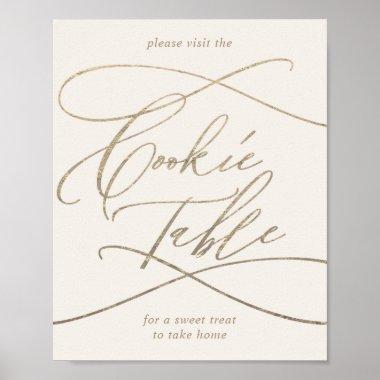 Romantic Gold Calligraphy | Ivory Cookie Table Poster
