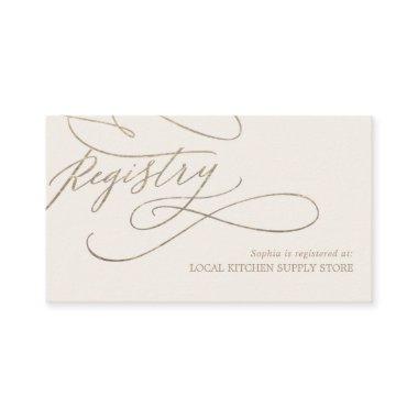 Romantic Gold Calligraphy | Ivory Gift Registry Enclosure