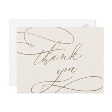 Romantic Gold Calligraphy | Ivory Thank You PostInvitations