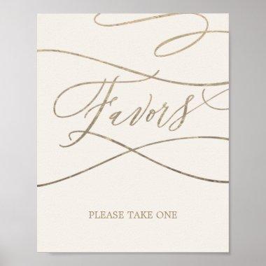 Romantic Gold Calligraphy | Ivory Wedding Favors Poster