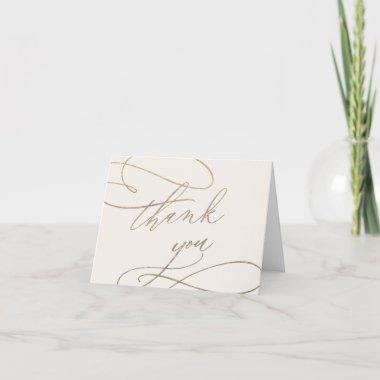 Romantic Gold Calligraphy | Ivory Wedding Thank You Invitations